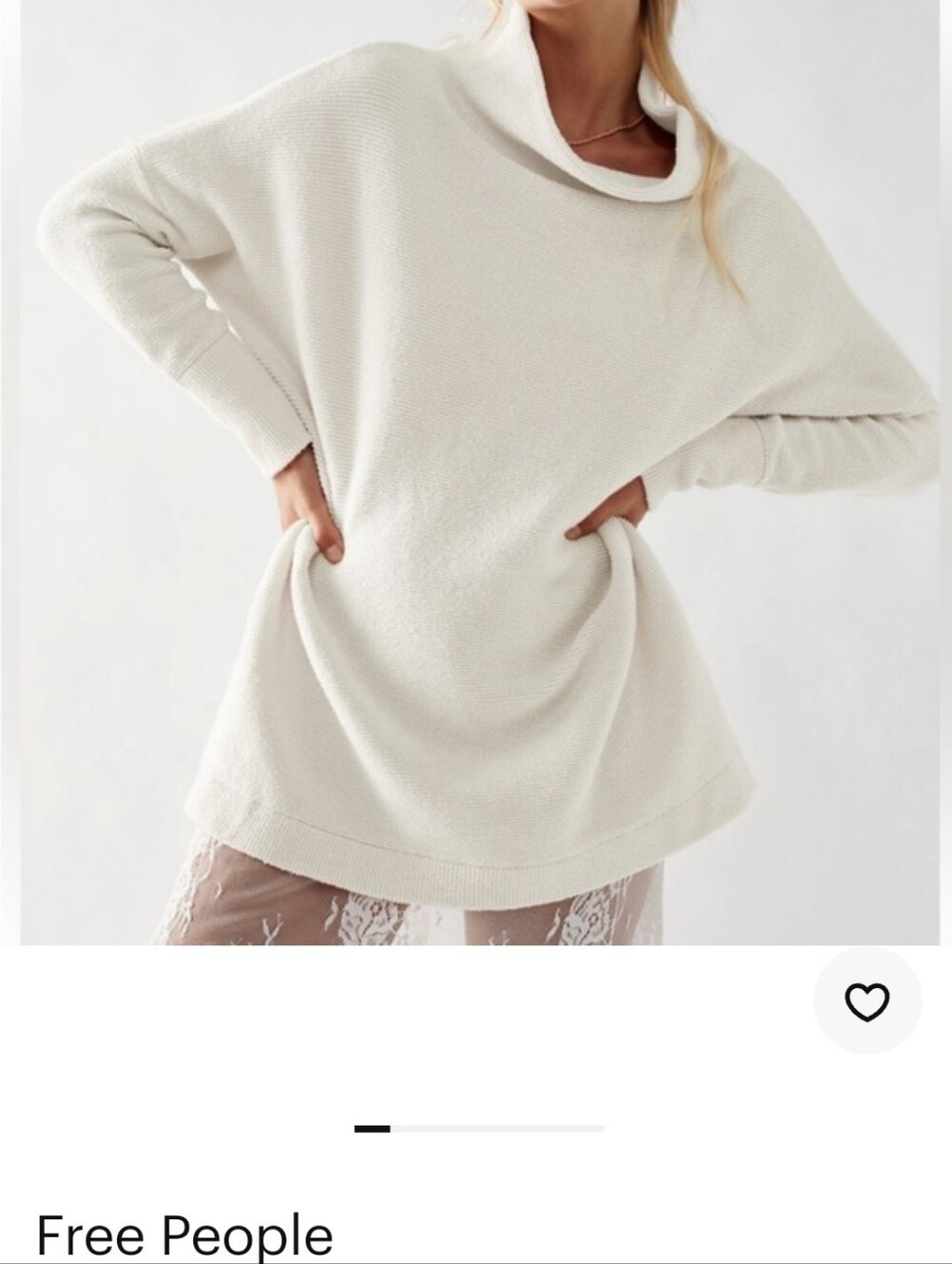 Free People Ottoman Cream Cowl Neck Oversized Sweater